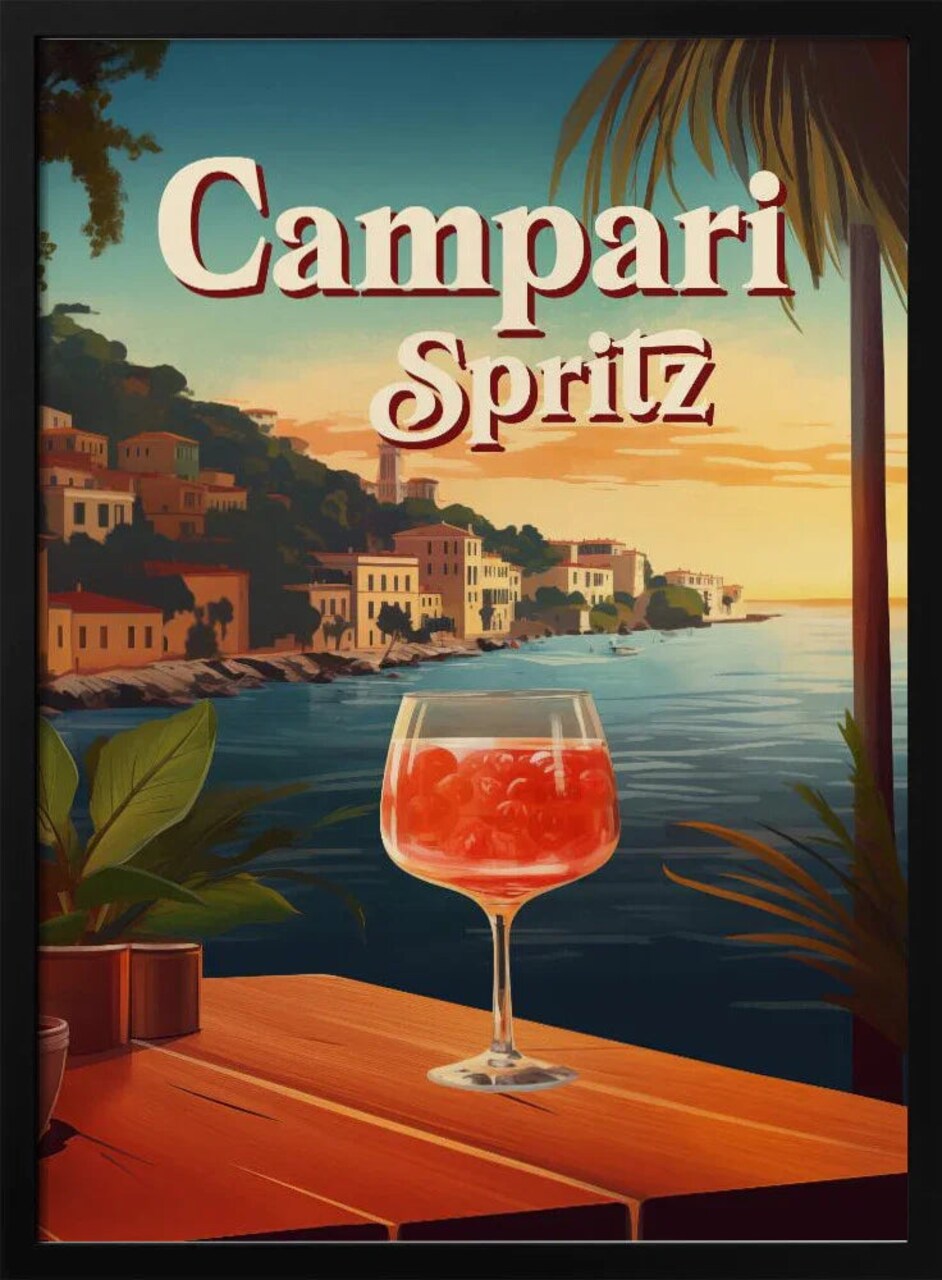 Framed Campari Spritz Art Print by Andreas Magnusson - 24x36 Home Office Decor